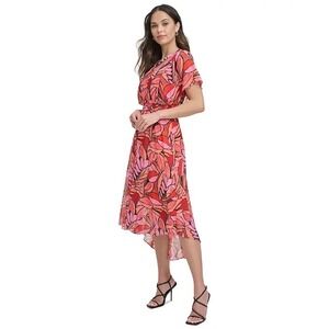 dkny red silk dress Dkny Red Polka Dot Silk Dress With Contrast Waistband Size 40 IT